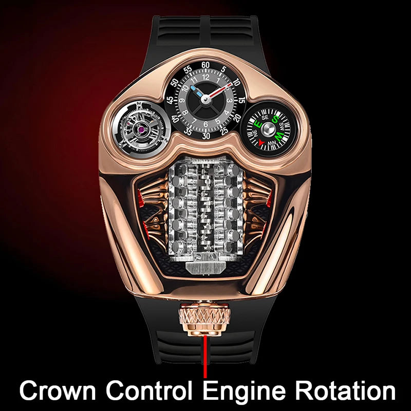 PINDU Design Engine Watches Men Top Brand Luxury Watch Compass Waterproof Quartz Wristwatch Festival Limited Watch + Gift Box