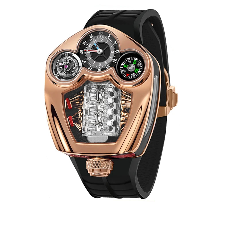 PINDU Design Engine Watches Men Top Brand Luxury Watch Compass Waterproof Quartz Wristwatch Festival Limited Watch + Gift Box