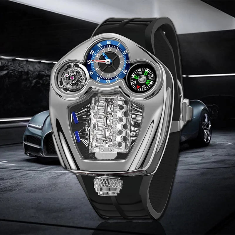 PINDU Design Engine Watches Men Top Brand Luxury Watch Compass Waterproof Quartz Wristwatch Festival Limited Watch + Gift Box